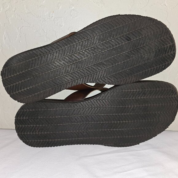 Mercanti Fiorentini Brown Italian Leather Belted Toe Loop Sandals Men's Size 13 - Picture 5 of 5